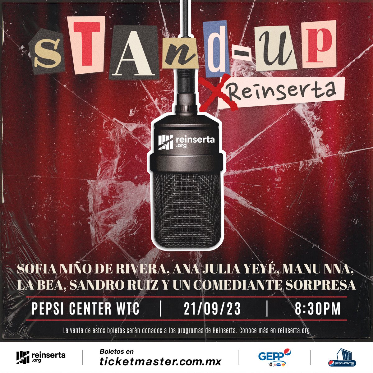 🎙️ Ayúdanos a transformar vidas marcadas por la violencia mientras te ríes junto a <a href="/sofffiaaa/">Sofia Niño de Rivera</a>, <a href="/manunisima/">LaDivaDelStandUp ManuNNa</a>, La Bea, <a href="/sandropank/">Sandro Ruiz</a>, 
<a href="/AnaJuliayeye/">Ana Julia Yeyé</a>  y un comediante sorpresa 👏😂🫶. 

Boletos a la venta 👉 bit.ly/3OoKR9x 

#RífateConUnasRisas