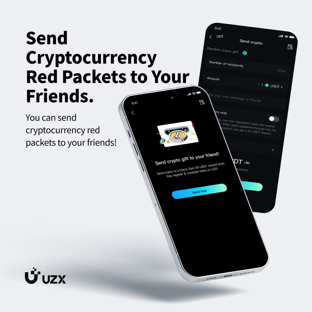 UZX_Official's tweet photo. 💰Send Cryptocurrency Red Packets to Your Friends.🧧🎁
🎉Now on UZX Exchange, you can send cryptocurrency red packets🎁 to your friends!
Invite your friends to join UZX and complete trading tasks, and you'll have a chance to win a 50 USDT reward💰!
#UZX #CryptoRedPacket #Blockchain #Cryptocurrency #bitcoin #crypto #reward