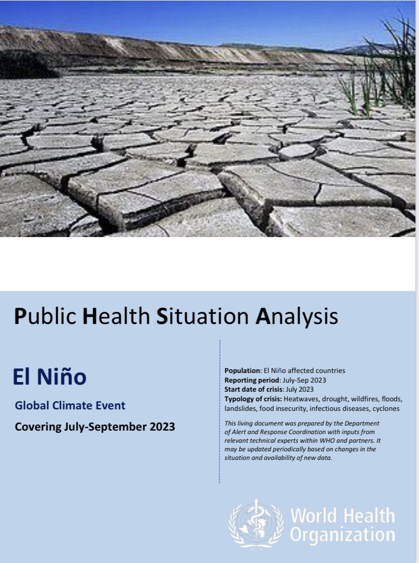 ClimaHealth.info (@climahealth) on Twitter photo New: <a href="/WHO/">World Health Organization (WHO)</a> has released a public health situation analysis for #ElNiño, covering key health threats and at-risk countries 👇
cdn.who.int/media/docs/def…
#foodsecurity #drought #flood New: <a href="/WHO/">World Health Organization (WHO)</a> has released a public health situation analysis for #ElNiño, covering key health threats and at-risk countries 👇
cdn.who.int/media/docs/def…
#foodsecurity #drought #flood
