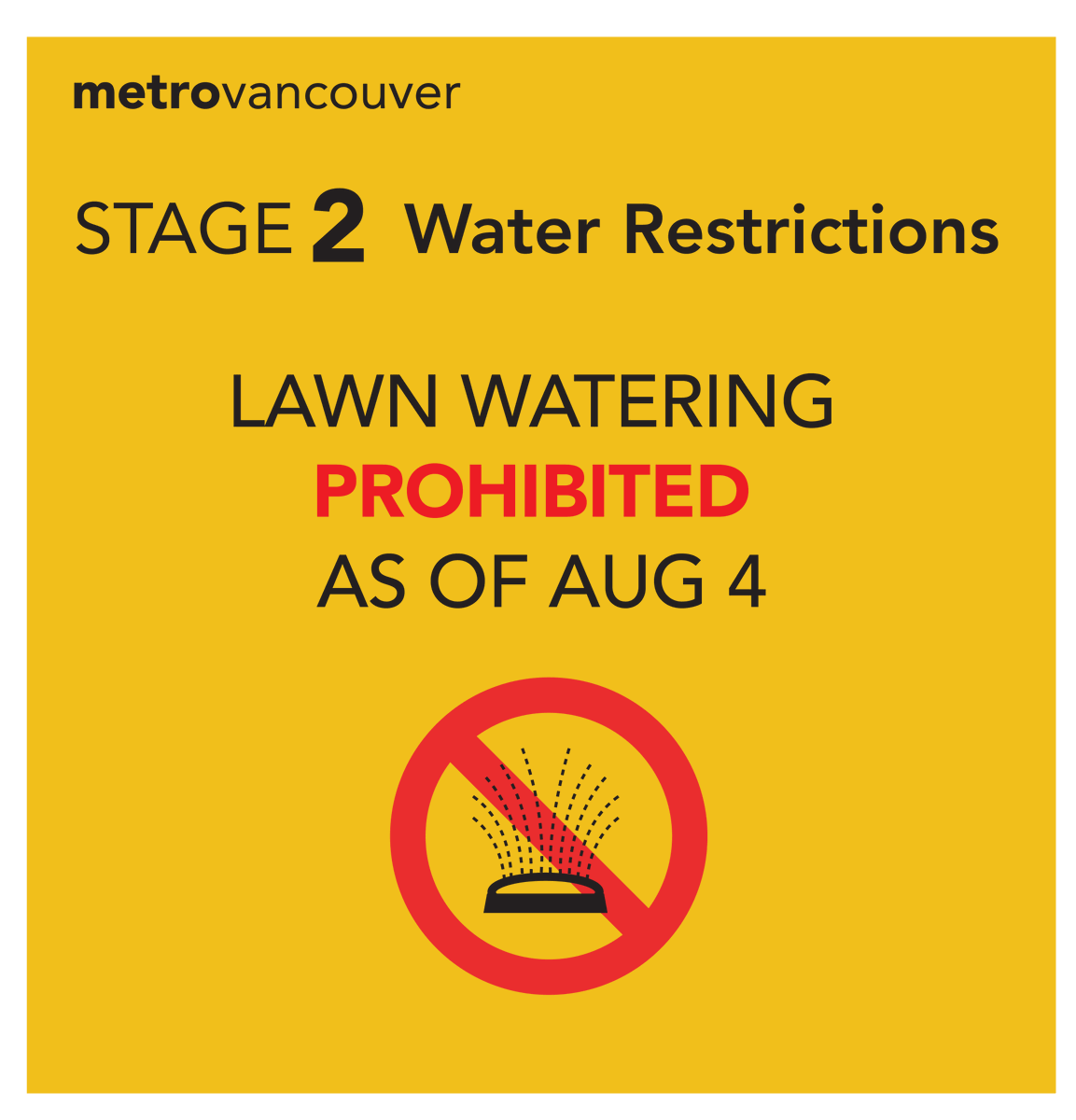 CityofSurrey's tweet photo. Reminder: Stage 2 Water Restrictions are officially in effect. No lawn watering is allowed for the remainder of the season. Restrictions will be strictly enforced by the City.
Learn more: https://t.co/Emuj6kIy83 https://t.co/BtwC91OJPO