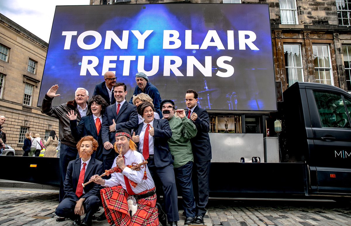 TonyRockOpera's tweet photo. WE’RE OPEN! 🎉🤩🎸

The @edfringe has officially started and we had some visitors on the Royal Mile today to mark the occasion…

🗓️ 2 - 27 Aug
🎭 @eicc with @ThePleasance 
🎟️ https://t.co/swh2beGRLs

#TonyBlairRockOpera #edfringe #fillyerboots https://t.co/4EdVHsugOI