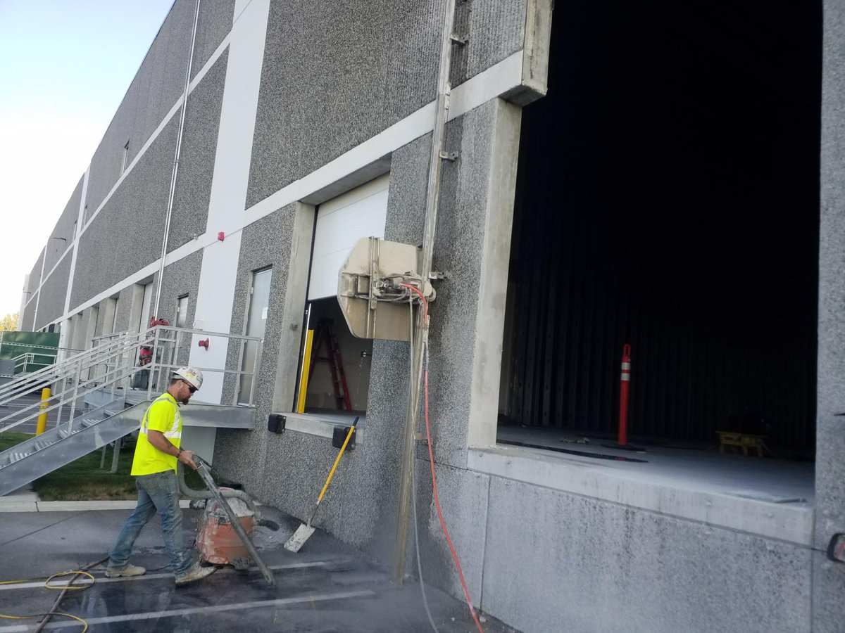 FabconW2E's tweet photo. Is your building not serving your needs anymore? We can fix that! Our MN W2E crews went to work enlarging an overhead door for our customer Opus in Blaine, MN! #ThinkFabcon https://t.co/rjUT67Od0C