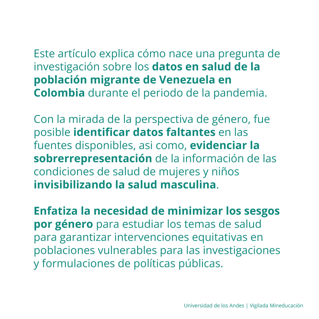 MediUniandes's tweet photo. La investigadora de COLEV Sandra Martínez-Cabezas publicó un articulo en el blog de Gender at Work titulado “Gender and health data on the Venezuelan migrant population in Colombia” 📝👩‍🔬

📚 Los invitamos a leer el artículo completo en el siguiente link: https://t.co/Hi4qefTGaN https://t.co/kRCZYnvaBL