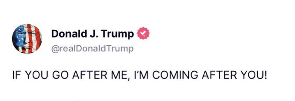 We’re coming after you, @realDonaldTrump. We’re going to break you, humiliate you, defeat you at the ballot box, shatter your movement. You’ll spend your sorry last years weeping in a lonely prison cell, your hideous legacy a warning to future generations, your shame eternal.