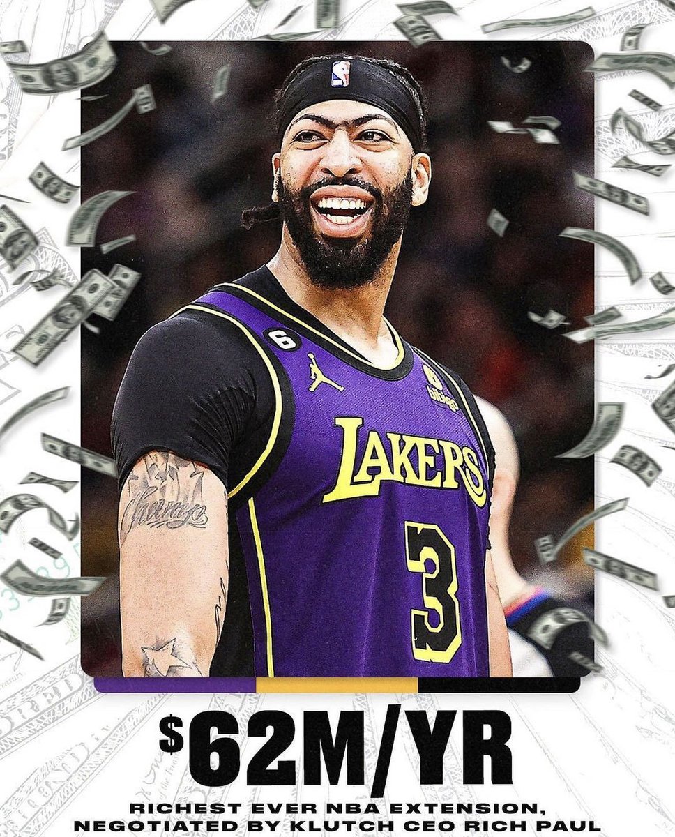 SportsBlog's tweet photo. The Los Angeles #Lakers have signed star Anthony Davis to a three-year, $186 million max extension!! 💰💵

Davis will now be with the franchise thru the 2028 season and earn a total of $270 million-plus in compensation! (Via ESPN)
#LakersNation #NBA https://t.co/moweTferh6
