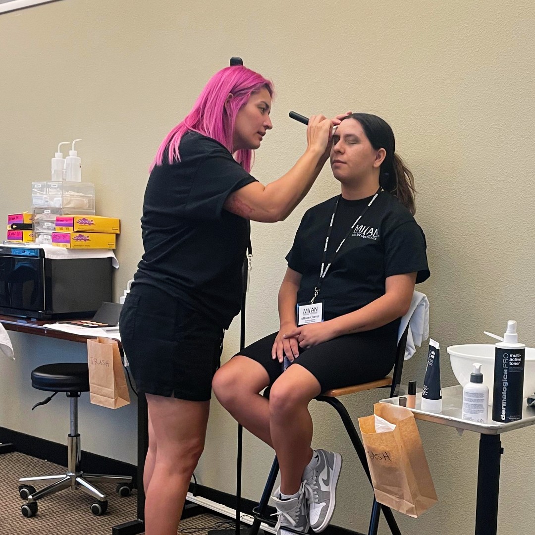 Palm Desert Esthetician students practice makeup and threading techniques! 💁‍♀️✨

#MilanInstitute #MIPalmDesert