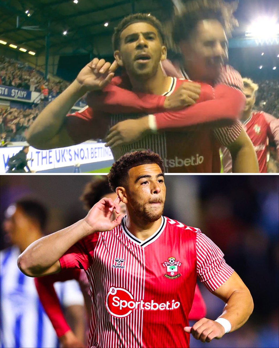 Former Sheffield United man Che Adams cupping his ear after scoring late on against Sheffield Wednesday 👀🤫