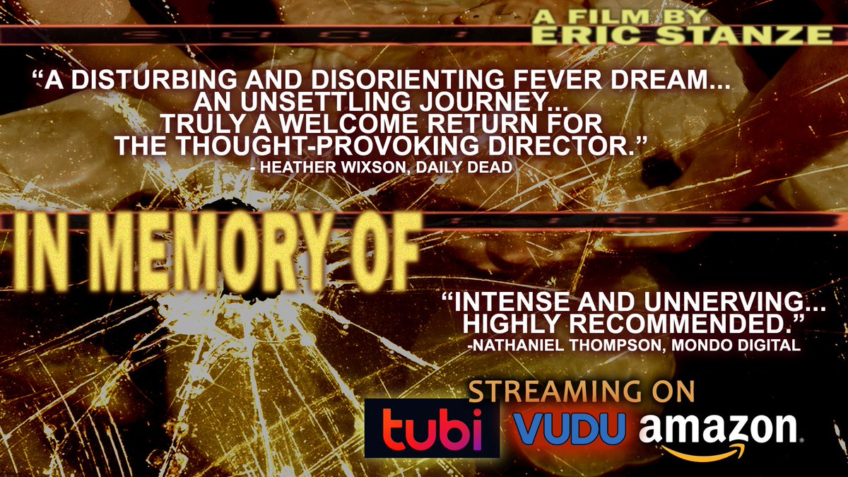 eric_stanze's tweet image. Film I directed, IN MEMORY OF, now streaming on Tubi, Vudu, and Amazon!  Point yer eyeballs at it!

Starring @j_helly_kelly (TENNESSEE GOTHIC, THE MAN IN ROOM 6) and @jason_christ (RATLINE, ICE FROM THE SUN).

#NowStreaming #IndieHorror #PracticalFX #HorrorMovies #HorrorFilms