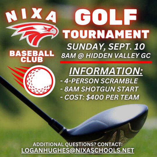 NixaBaseball's tweet photo. Let’s play some golf!  Get a group of 4, or come by yourself and we will find you a group. It’s going to be a fun day! https://t.co/VxuvnjPdwN