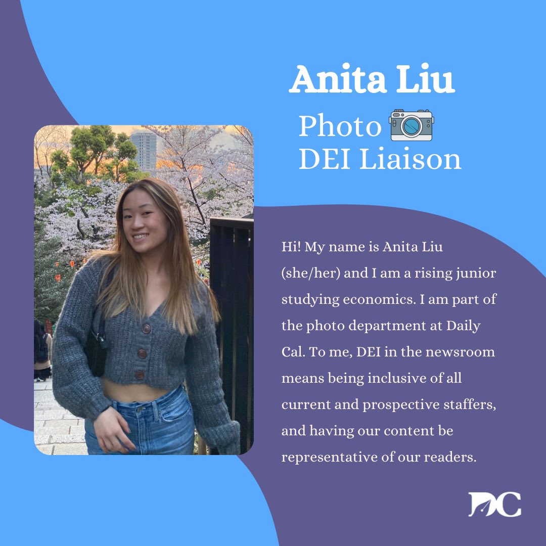 DailyCal_DEI's tweet photo. @dailycal DEI Liaison Spotlight: Anita Liu! Read more about what DEI in journalism means to her. https://t.co/Ey0gAFqZV9