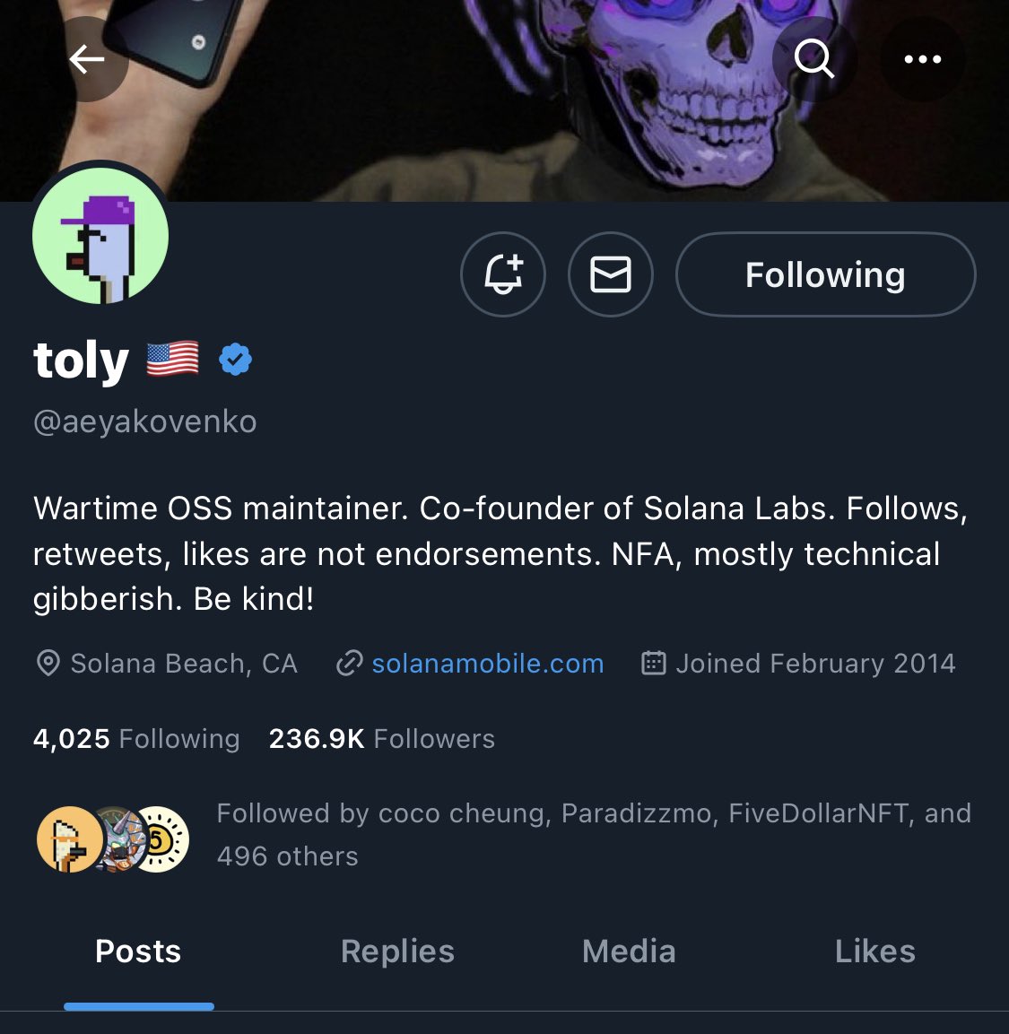 It looks like <a href="/aeyakovenko/">toly 🇺🇸</a> is back (see what I did there) to rocking a <a href="/ThugBacks/">Thug Backs in BACKISTAN SOLD OUT</a> PFP.

Turning around to reveal his <a href="/thugbirdz/">thugbirdz ¬¬</a> soon?