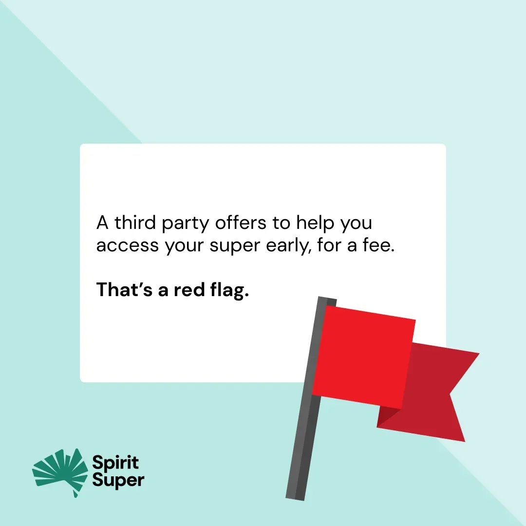 SpiritSuperAu's tweet photo. To access your super early, you must meet certain criteria. We won’t ask you to pay a fee. 
You can find out more info about early access to your super here: https://t.co/2KrMBkN1mR https://t.co/3bJjK5Jcxc