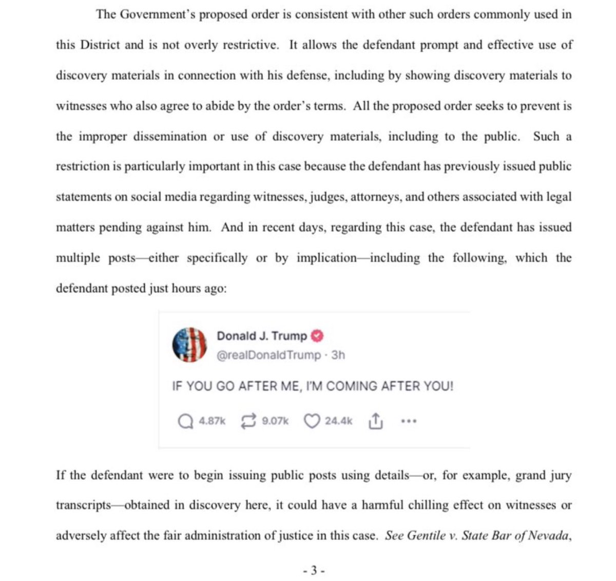 BREAKING: DoJ has filed a motion for a PROTECTIVE ORDER in the trump coup case based on Donald’s social media posts. DoJ argues that improper dissemination of evidence could have a chilling effect on witnesses. I believe they’ll be granted this motion.