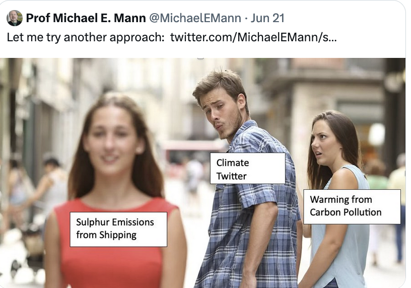 No. Just no!

There was no decrease in aerosol masking over the past year. 

There WAS a dramatic transition from La Nina to El Nino.  

And if we're talking about the human influence, carbon pollution dominates aerosol masking:
x.com/MichaelEMann/s…
x.com/MichaelEMann/s…