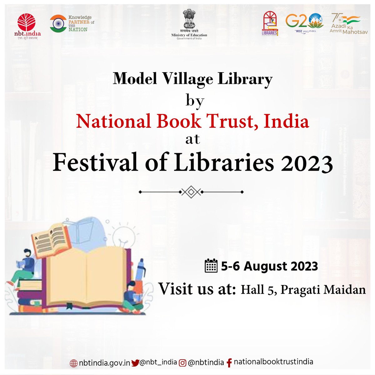 nbt_india's tweet image. @nbt_india is bringing the best of Indian literature in an amalgamation of both traditional &amp;amp; digital formats, workshops for kids and adults, and much more at its Model Village Library during the Festival of Libraries @fol_2023 
Join us at Hall No. 5, Pragati Maidan on 5-6 August