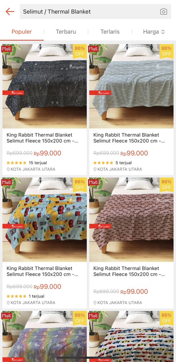 falla_adinda's tweet photo. King Rabbit terbaik.
Dari merk yang seharga, udah paling bener King Rabbit. Dicuci pun warnanya ga memudar.
Selimutnya murah enak. Sprei mereka juga enak, lembut.
Bahkan decent untuk yang udah berkeluarga.
https://t.co/tXo8M8lU3k https://t.co/OaqzVBET2A
