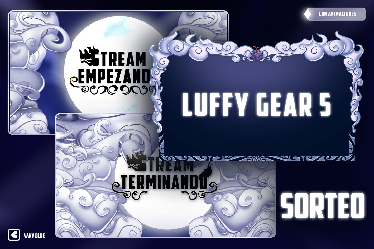 VanyBlue_'s tweet photo. Overlay #luffygear5  Para celebrar el nuevo episodio con la nueva version de Luffy.

Me anime a hacer este sorteo✨
en el cual habrán 2 ganadores que anunciaré por twitch: https://t.co/pGVCOfJlgn el Lunes a las 8:30 pm hora españa

Para participar:  
📷Dar RT https://t.co/UgwIiNCT1e