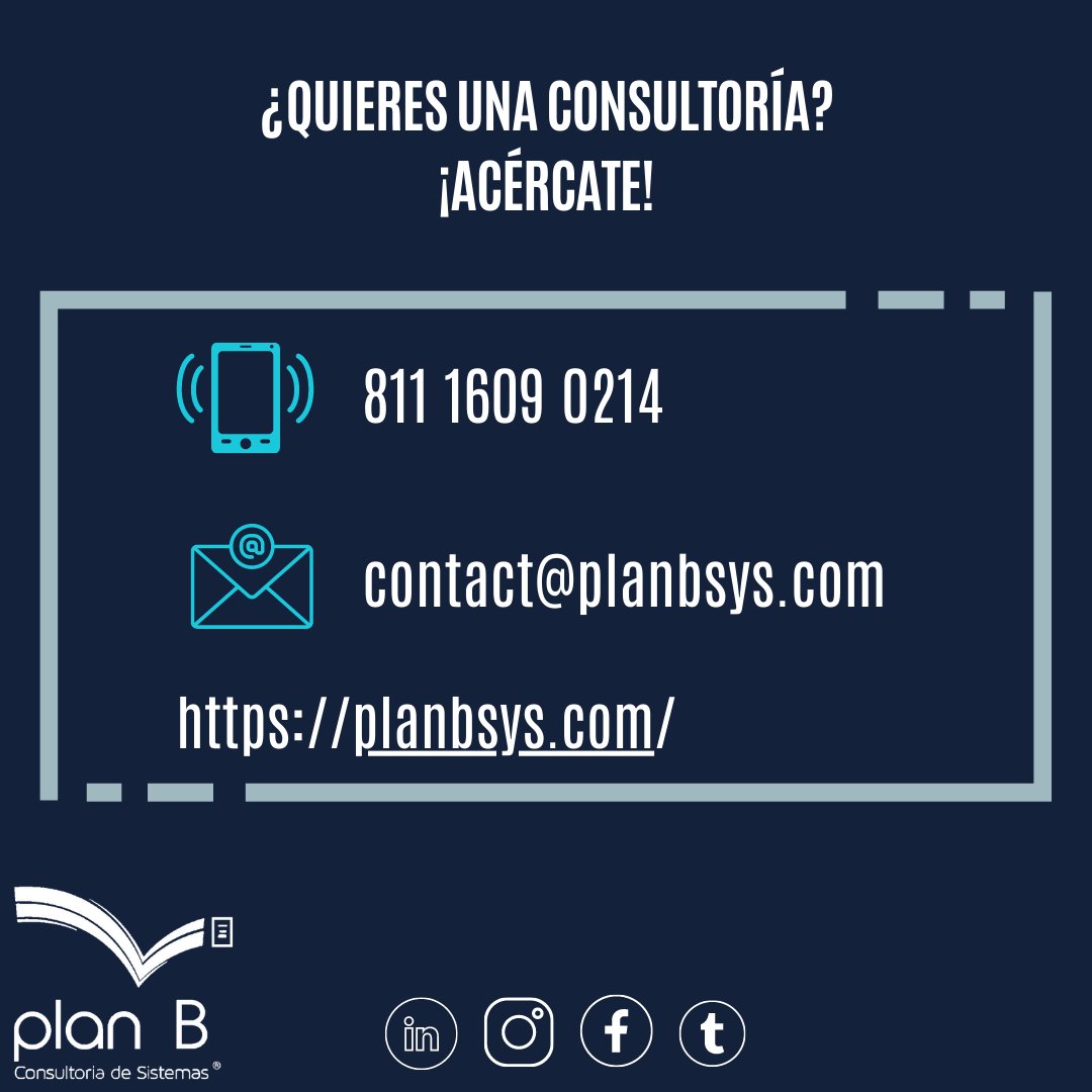 planbsys's tweet photo. Integra toda tu administración y operación de manera inteligente.
¡Somos tu plan B!

Contáctanos
📲 81 1609 0214
📧 contact@planbsys.com
https://t.co/O6ieqsxAlp

#planb #planbsys #planbmty #consultoria #tecnologia #software #solutions #erp #crm #soluciones #solucionesdigitales https://t.co/nG2aEj520F