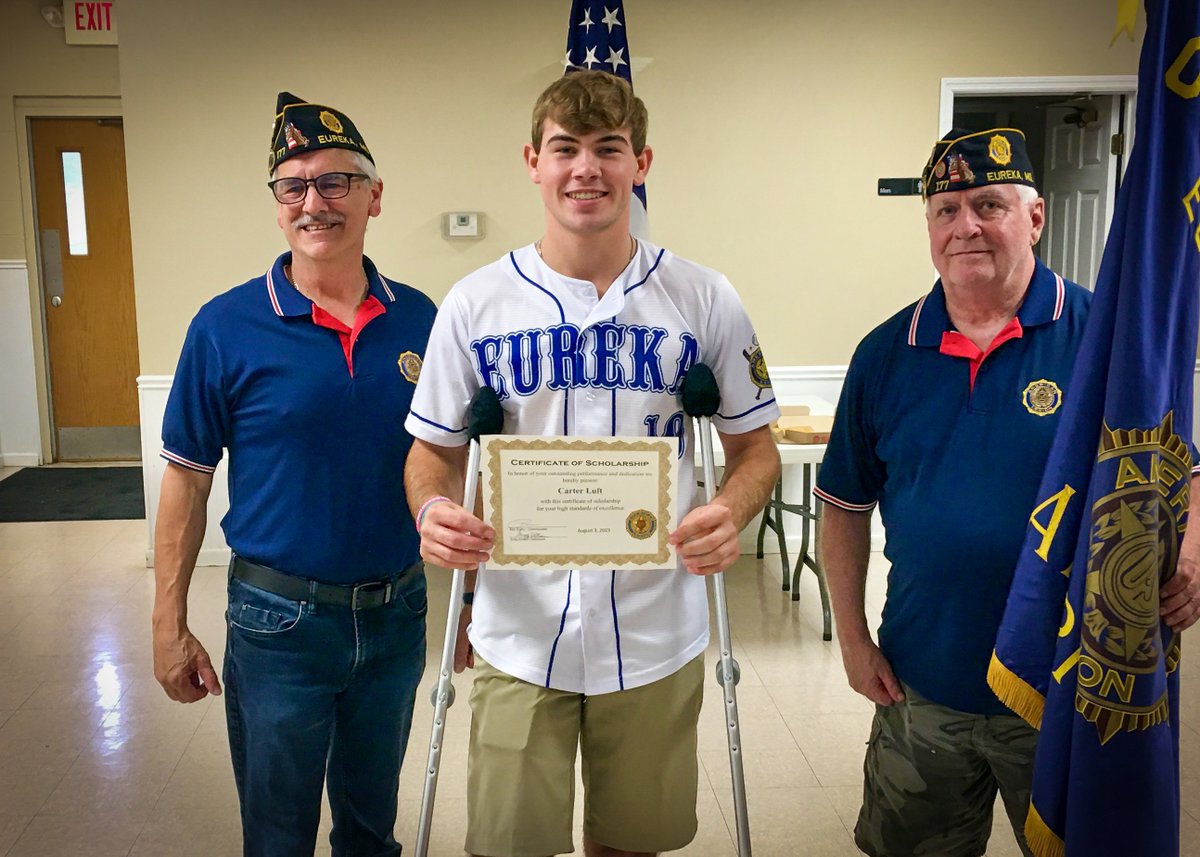 Post177Baseball's tweet photo. Carter Luft (4 year starter @ Eureka HS) is our 2023 recipient of the Eureka Post 177 college $1,000 scholarship.  Carter was a four year starter for our program and a leader on the field.  Congratulations and good luck at the University of Tennessee! @molegion @EurekaCats https://t.co/OVcOVoydjt