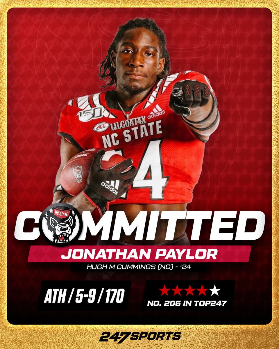 Pack Pride (@packpride) on Twitter photo BREAKING: NC State has landed a commitment from Top247 athlete Jonathan Paylor (<a href="/jonathan_paylor/">jonathan paylor</a>) in the 2024 class! Paylor is the No. 2 player in NC and a Top 10 athlete in the 247Sports Composite Rankings!
Full story from <a href="/BrianDohn247/">BrianDohn247</a>: 247sports.com/college/north-… BREAKING: NC State has landed a commitment from Top247 athlete Jonathan Paylor (<a href="/jonathan_paylor/">jonathan paylor</a>) in the 2024 class! Paylor is the No. 2 player in NC and a Top 10 athlete in the 247Sports Composite Rankings!
Full story from <a href="/BrianDohn247/">BrianDohn247</a>: 247sports.com/college/north-…