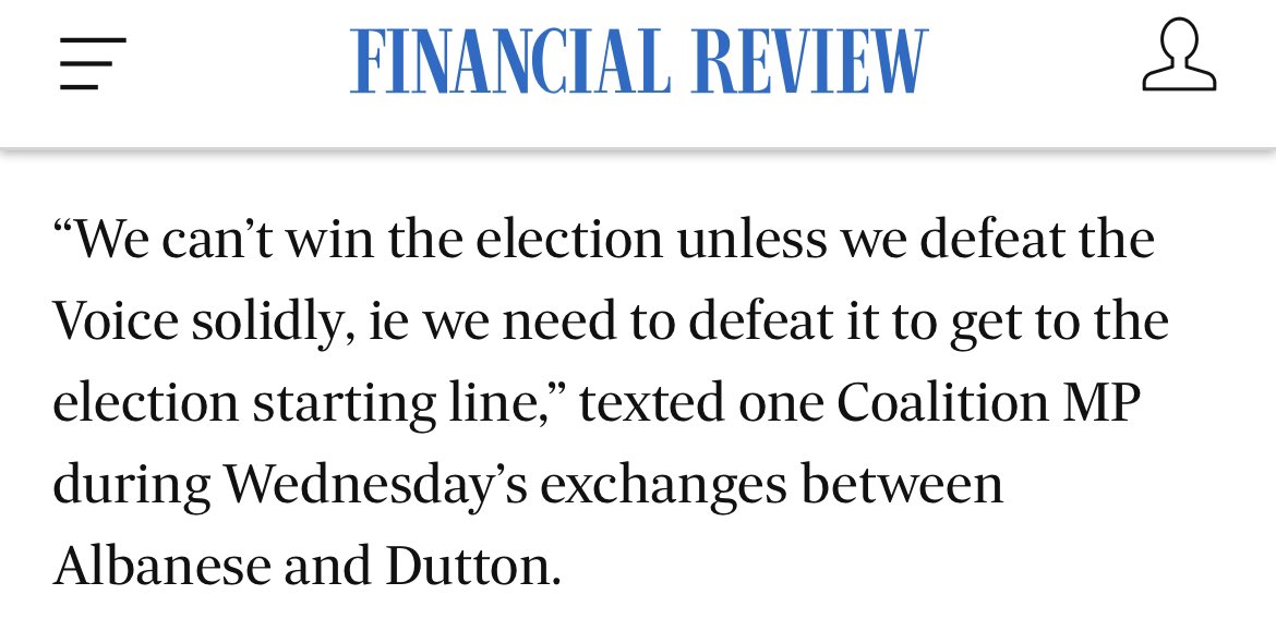 DrVicFielding's tweet image. Phillip Coorey has published a text message by a Coalition MP where they admit they are trying to destroy the Voice (and constitutional recognition and reconciliation in the process) to win the election. This is an utterly despicable game Dutton is playing, and he’s been exposed.