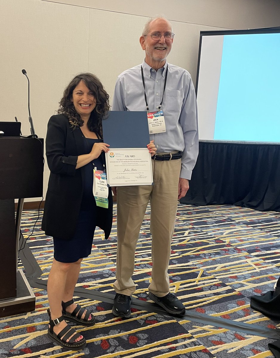 Celebrating the career of John Bates with the #APADivision1 Ernest R. Hilgard Lifetime Achievement Award at #APA2023! 

Congratulations 🥂