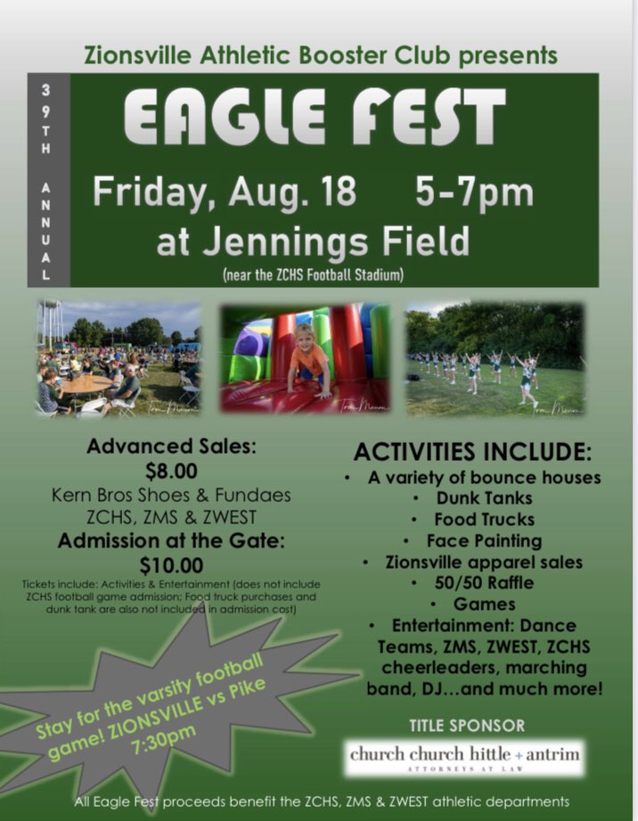 Eagle Fest sponsored by <a href="/CCHALAW/">CCHA (Church Church Hittle + Antrim)</a> ! 🦅💚