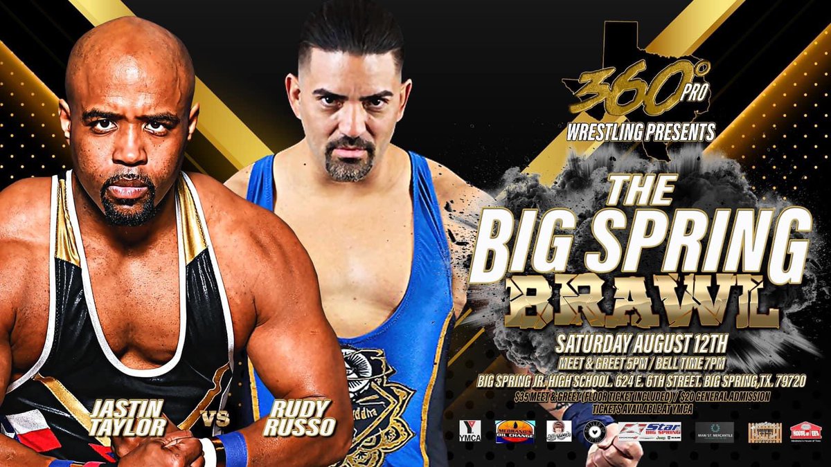jastintaylor's tweet photo. 🚨NEXT WEEK! BIG SPRING TX!!🚨
On August 12th, I debut for @360ProWrestling ! I hope West Texas shows up in a big way! #westtexas #BigSpring #yearoftheproof #wrestling #prowrestling #360pro https://t.co/3xjTIlhldy