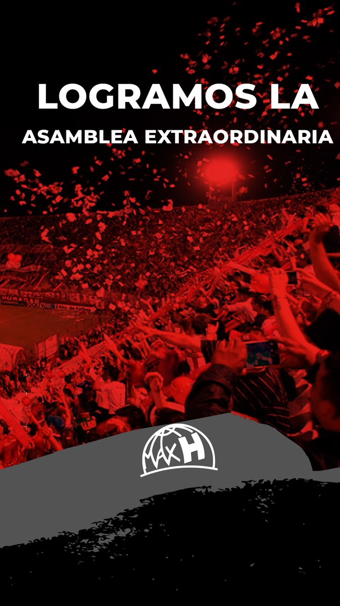 ¡Lo logramos!

Tras el pedido de #maxHuracán, la Comisión Directiva convocó a #AsambleaExtraordinaria para el 11/10, con temario abierto que será definido en las próximas reuniones. Sin embargo se consensuaron varios de los ítems que propusimos (legales, fútbol profesional, etc).