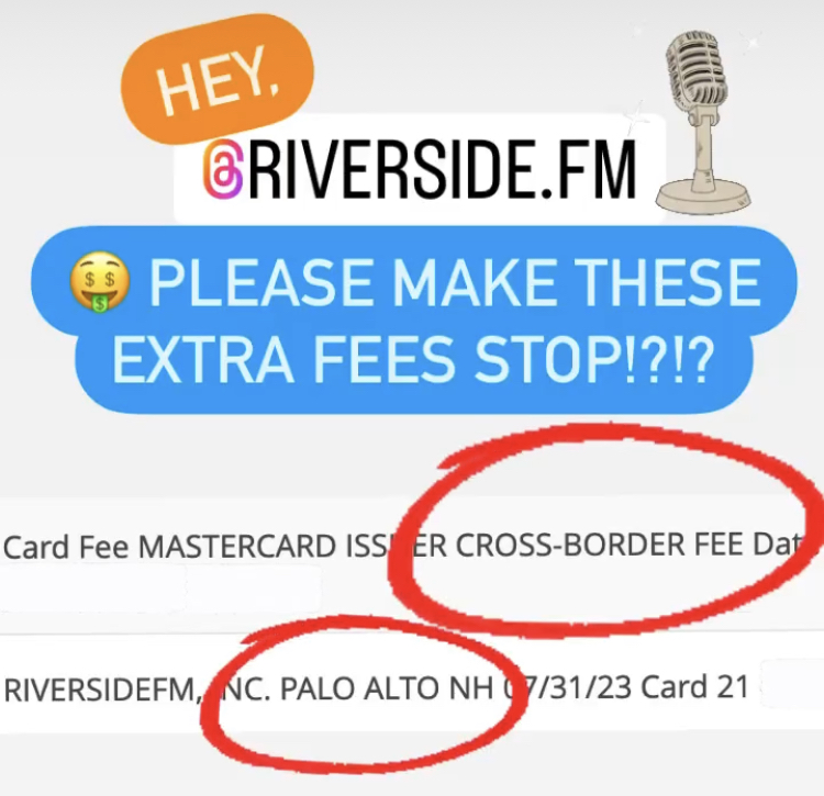 Anybody else using <a href="/RiversidedotFM/">Riverside</a> and getting cross boarder fees from #PaloAlto ?

#crossborderscam #workitoutbros #companyculture #podcast #podcasts #podcastproducer #truecrimepodcast #truecrimefees #podcastandchill #SAGAFTRAstrike #writersstrike <a href="/TheHeroMakerPod/">The Hero Maker Podcast</a>