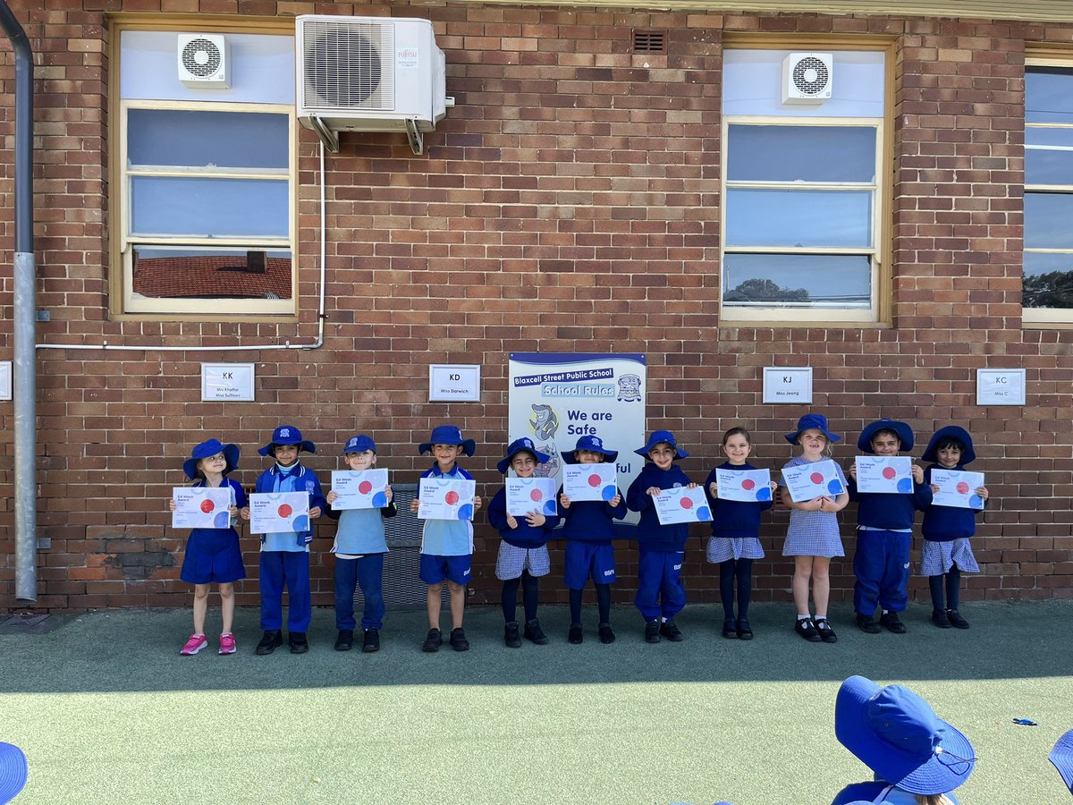 BlaxcellStreet's tweet photo. Our Kindergarten students celebrating  Education week. Congratulations 🥳 to all the award recipients. Our Year 6 award recipients. Congratulations! Learning- Celebrating - Embracing. @NSWEducation #EdWeek23 https://t.co/wR9MQ7vY9r