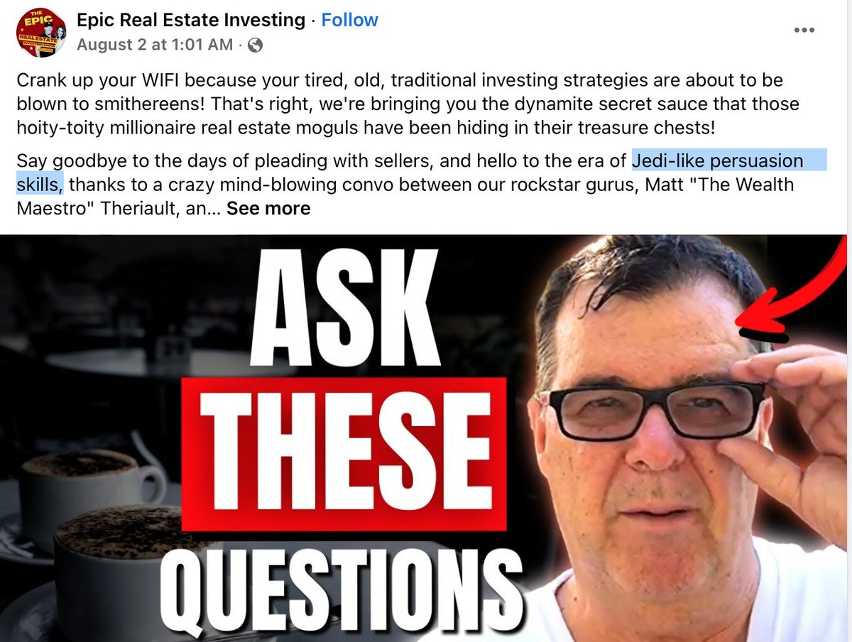 rick_otton_not's tweet photo. My "Jedi-like persuasion skills" work best if home owners/buyers are desperate and vulnerable -  some have no idea what they signed, but that's how we like it! https://t.co/klhYdKS4Zh