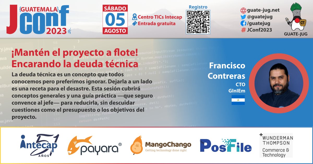 guatejug's tweet photo. #deudaTecnica #java #jconfgt2023 #Payara #mangochango #Intecap #PosFile https://t.co/PzvSkJ3KqX https://t.co/otVTOWPqnH