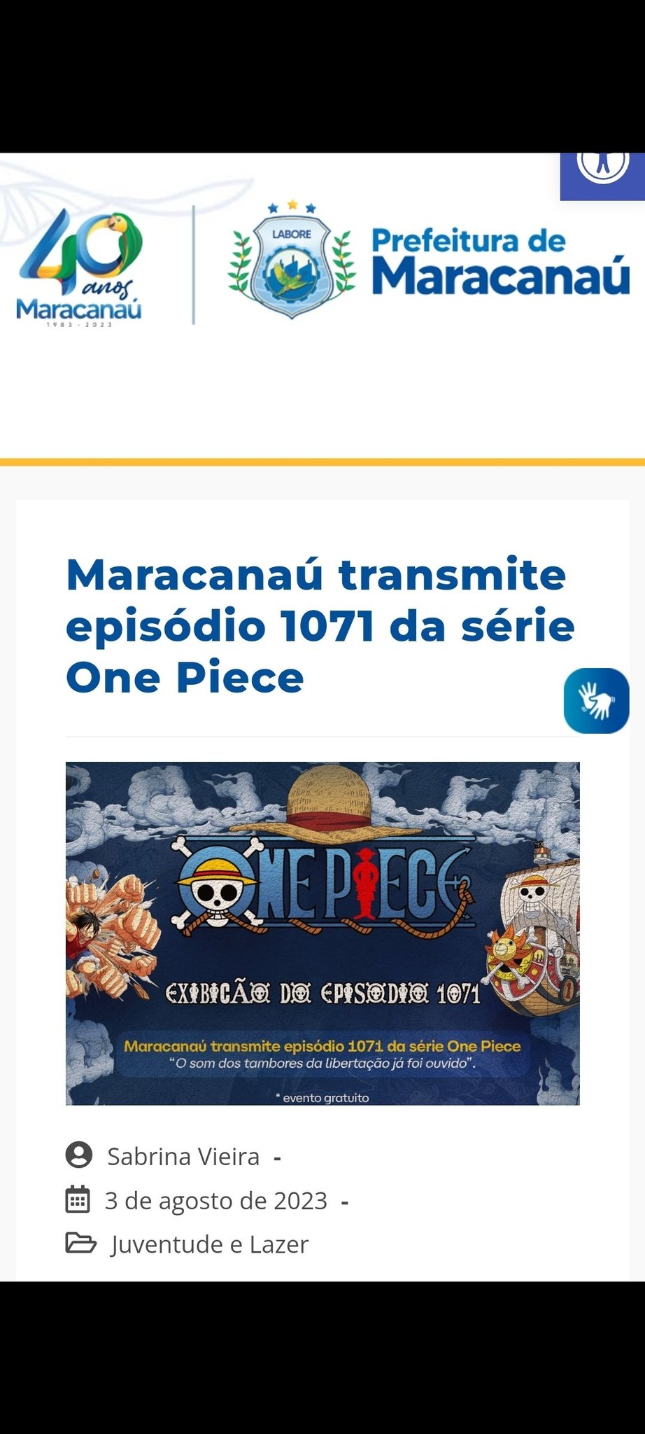 Maracanaú transmite episódio 1071 da série One Piece