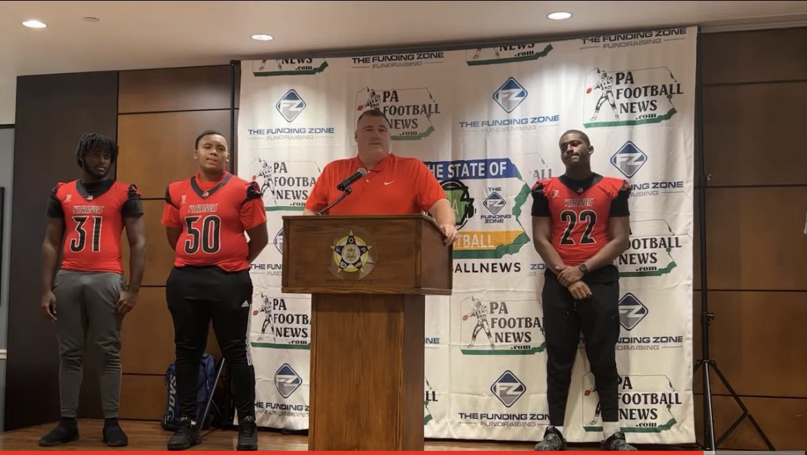 Thank you to @PaFootballNews @SafrSports @Funding_ZonePA and all the coaches, players, and media members who made the inaugural District 12 media day a success. Great end to the “offseason.” The real thing starts Monday. GO VIKINGS!