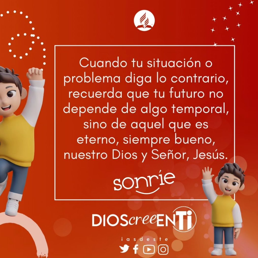 iasdeste's tweet photo. #FelizSabado
#CercaDeTiVzla
#SonrieDiosCreeEnTi
#DiosCreeEnTi
#iasdeste
#Avcor #Uvoriental
#Caracas #Venezuela
#IglesiaAdventista #iasd https://t.co/8aH2AQPkvO
