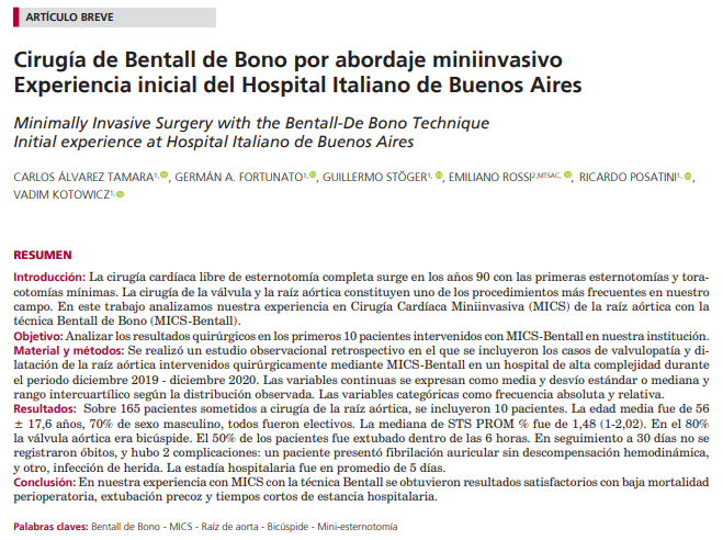 revistarac's tweet photo. ¿Es factible la cirugía cardíaca mínimamente invasiva (MICS) para el reemplazo valvular aórtico y de la raíz (Bentall de Bono) en nuestro medio? Buena experiencia inicial de CCV del Hospital Italiano
@SAC_54 @revistarac #Bentall #MICS #cardiotwitter
https://t.co/5MB0tyRPfM https://t.co/Za4IJ7DmE5