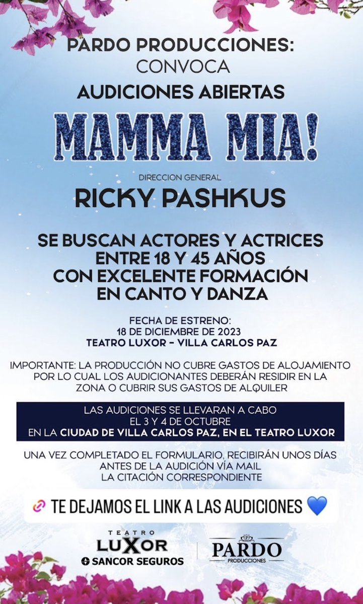 revista_divague's tweet photo. Audiciones abiertas para Mamma Mia 🇦🇷💘 con la dirección de @pashkus https://t.co/OUnapbTHFk
