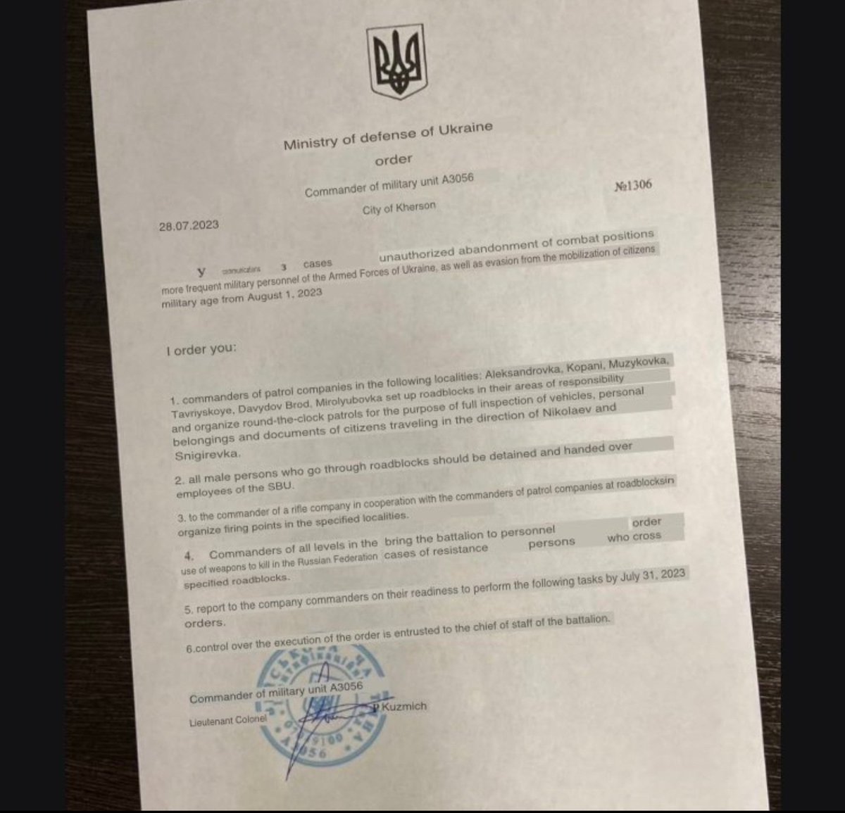 This is what desperation looks like:

The Ukrainian National Guard in Kherson received an order to set up roadblocks.
They must deliver all males caught to the SBU and kill anyone who tries to resist.

This is something the western mainstream media should be telling you.
But they