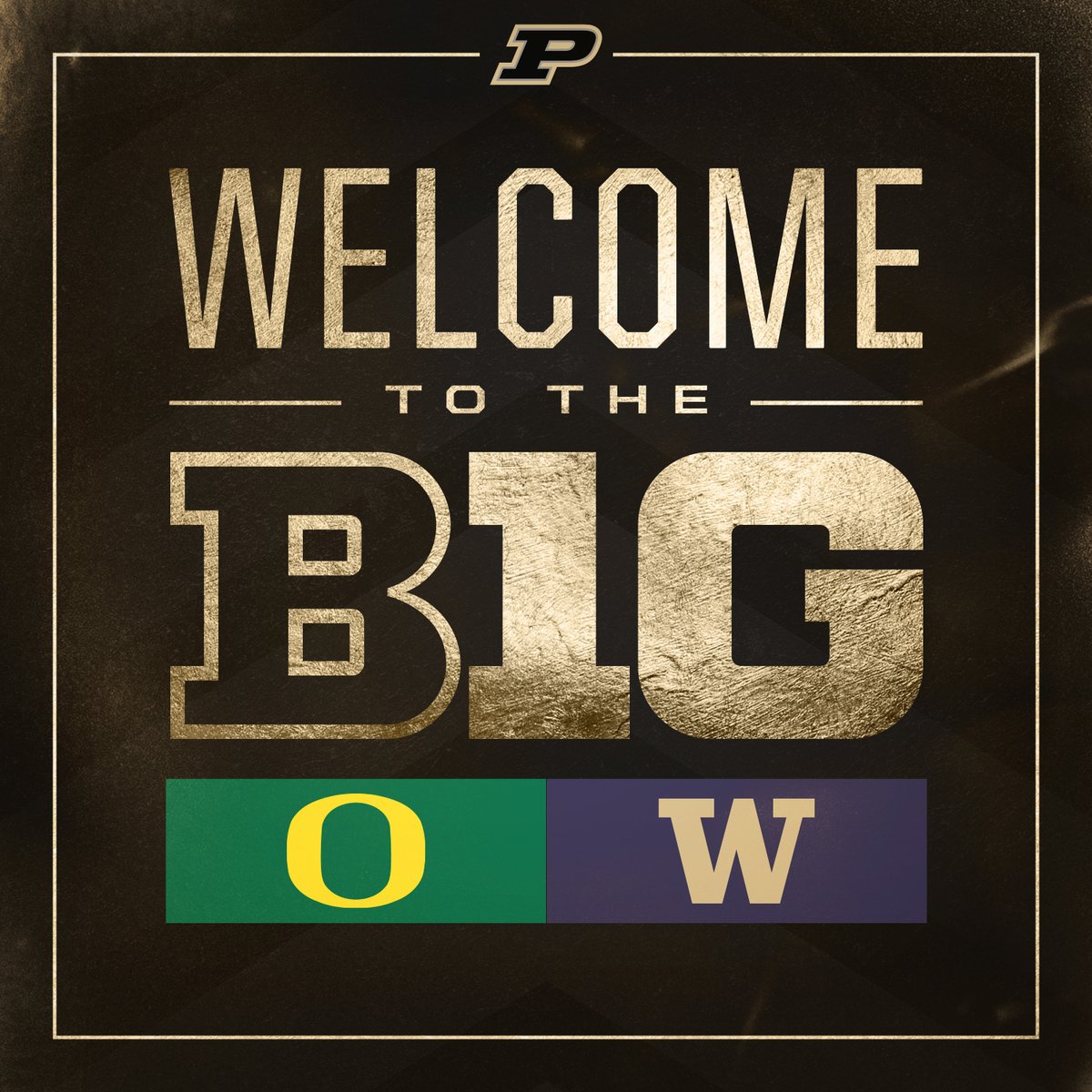 PurdueSports's tweet photo. The B1G gets bigger and better! 

Welcome to the @bigten, @GoDucks and @UWAthletics! https://t.co/3uxRo5zroz