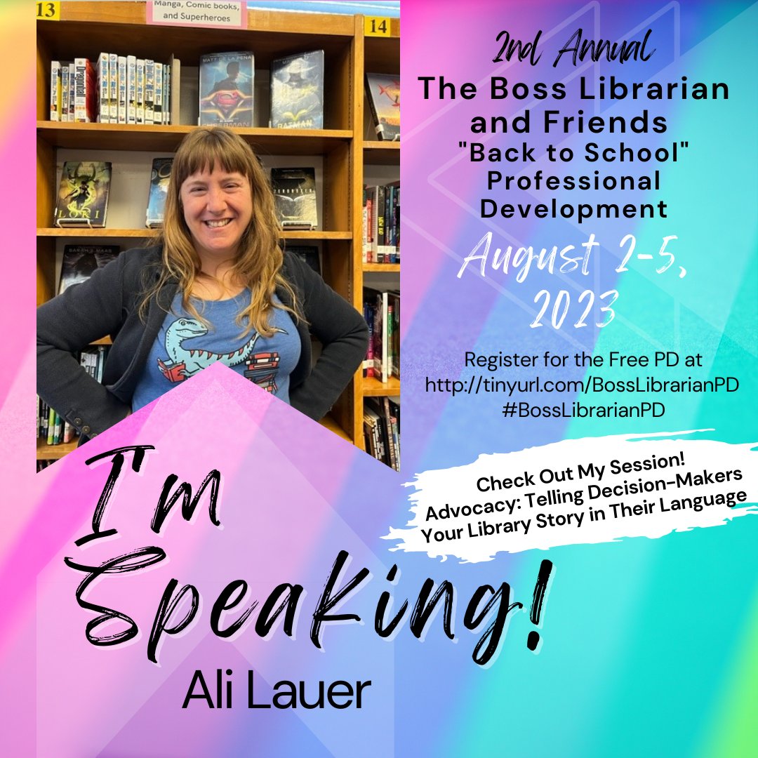 I've been learning and loving so much from #BossLibrarianPD  I'm excited to present tomorrow. Will share some thinking about considering audience as we share our library stories--bringing my ELA experience to the table!