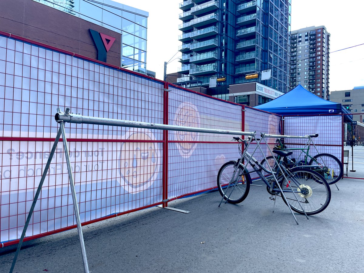 In collaboration with @bikeedmonton, we are thrilled to announce the launch of a free bike valet parking in #yegDT! Look out for the vibrant #MeetMeDowntown banner, guiding you to the valet location at 103 St & 102 Ave where you'll find Marvin and their mates ready to assist you.