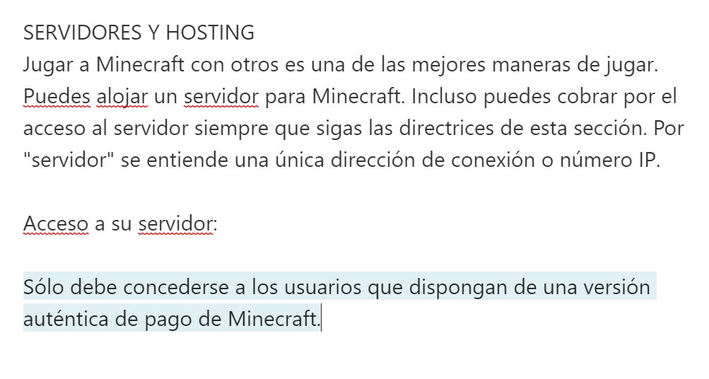 Shadoune666's tweet image. Cambiaron el EULA de Minecraft una vez mas...
Ya no se podra dar acceso a jugadores no premium en servidores de Minecraft 🥲
F muchos servidores