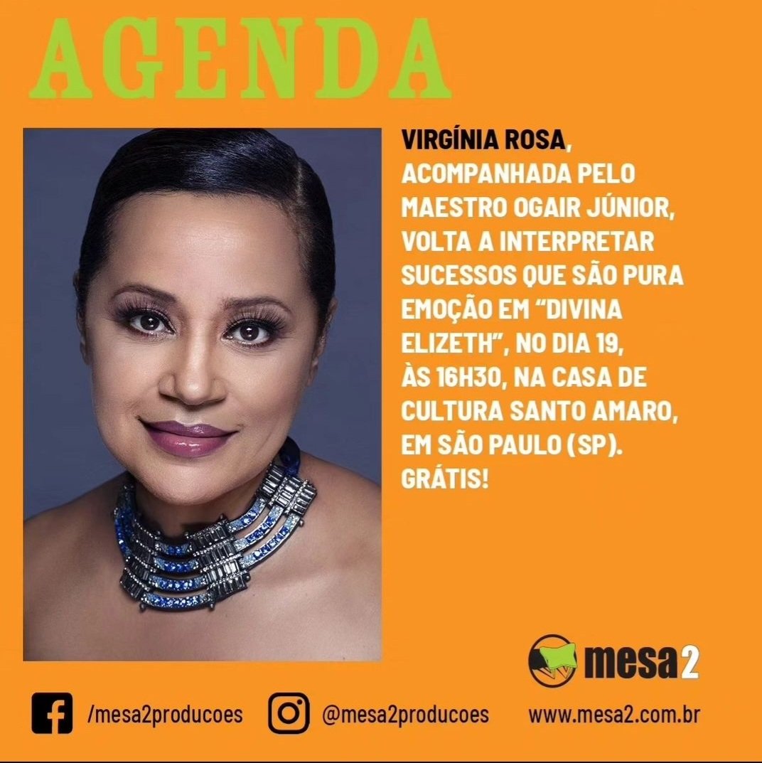 Show  "Divina Elizeth"
Casa de Cultura  Santo Amaro
Dia 19/08
Gratuito