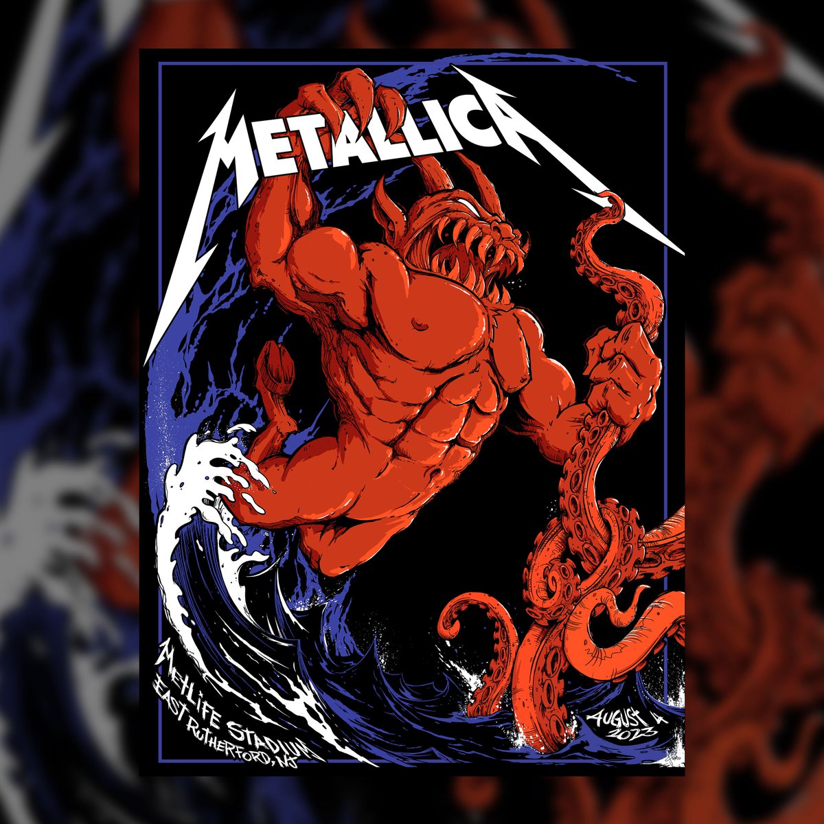 argentinaamber's tweet photo. Ésta noche #Metallica se presentará en el Estadio #MetLife de East Rutherford 🇺🇸 ¡El #M72 #WorldTour se reanuda en EEUU con 2 setlist diferentes por ciudad! Les compartimos el póster del día de la fecha a cargo de #Squindo 🔥 #M72EastRutherford ! https://t.co/1J1kvpeexm