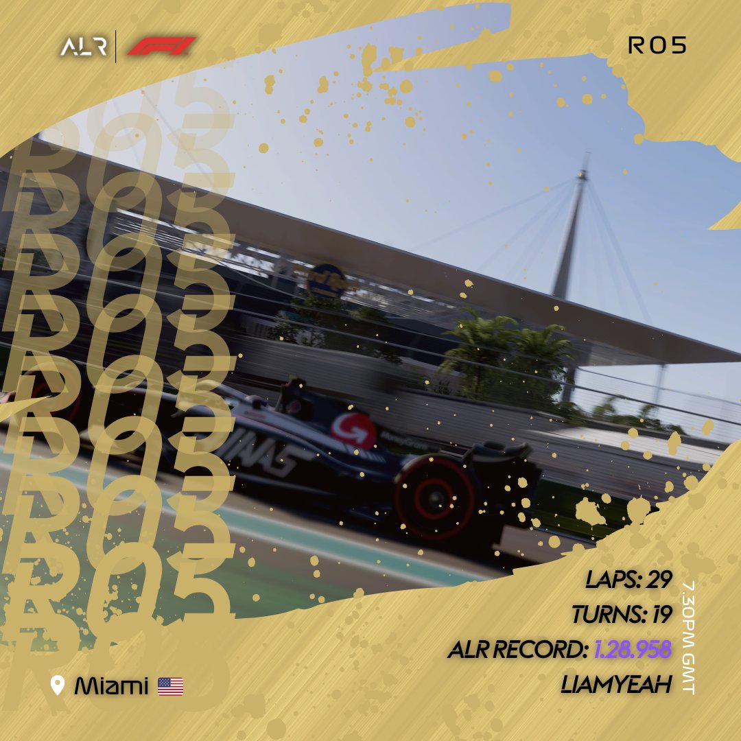 ALR_Esports's tweet photo. ROUND 5 - MIAMI 🇺🇸 

The sunshine state hosts ALR Round 5 this week! Miami is not so new to the calendar now but will it throw up any big surprises as Gold, Silver and Bronze take on the challenge?! 

Live: https://t.co/7tDVcpiiQQ 

#F1 #F123 #ALRF1 https://t.co/1yqkWG0GEW