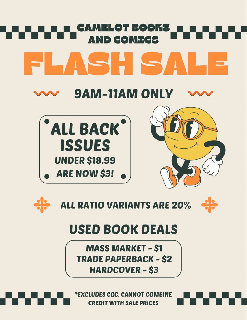 BooksCamelot's tweet photo. We hope to see everyone at our sale tomorrow. There are more than 300,000 back issues and 150,000 books on sale. If you love to read or just want to stock up, now is your chance. Show up and show us just how much you love to read. There's something for everyone. https://t.co/k4s2k1jsS0