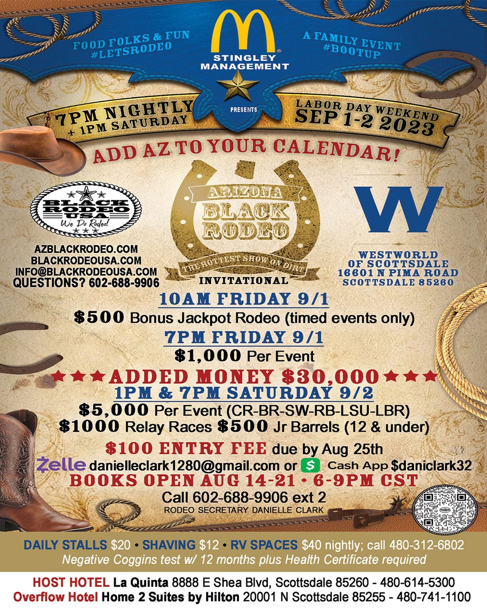 The current temperatures in Arizona no doubt indicate this indeed will be the HOTTEST show on dirt come Labor Day Weekend! Don't miss the chance to compete for over $30,000 Added Money at The Arizona Invitational Black Rodeo. Visit blackrodeousa.com today! #letsrodeo