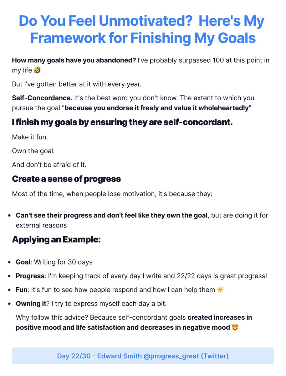 progress_great's tweet image. Do You Feel Unmotivated?  Here's My Framework for Finishing My Goals 🎯