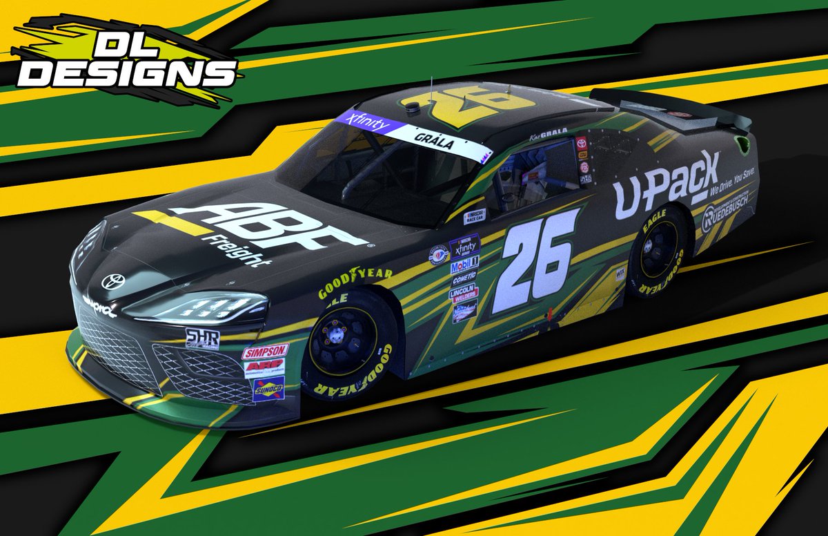 DLDesigns91's tweet photo. Back with the @NASCAR_Xfinity cars with @KazGrala in the @Team_SHR26 26 with @UPackMoving on the hood
#NASCAR #NASCAR75 #PaintScheme #HeyLefty https://t.co/vi8WzluMed